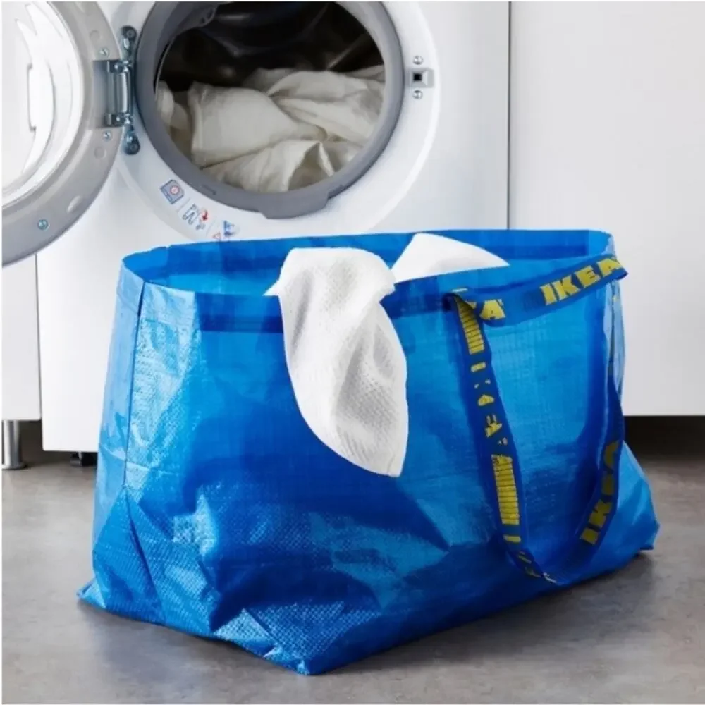 IKEA Frakta Three (3) Large Blue Reusable Shopping Laundry Tote Bag Moving New